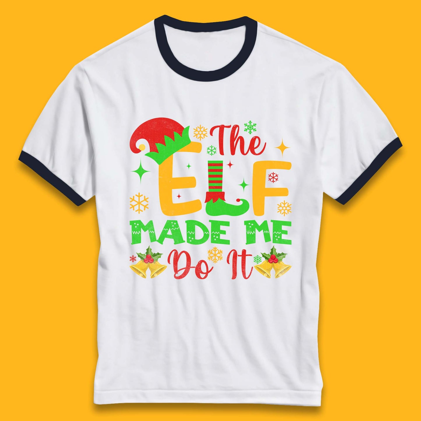 the elf made me do it christmas ringer t shirt