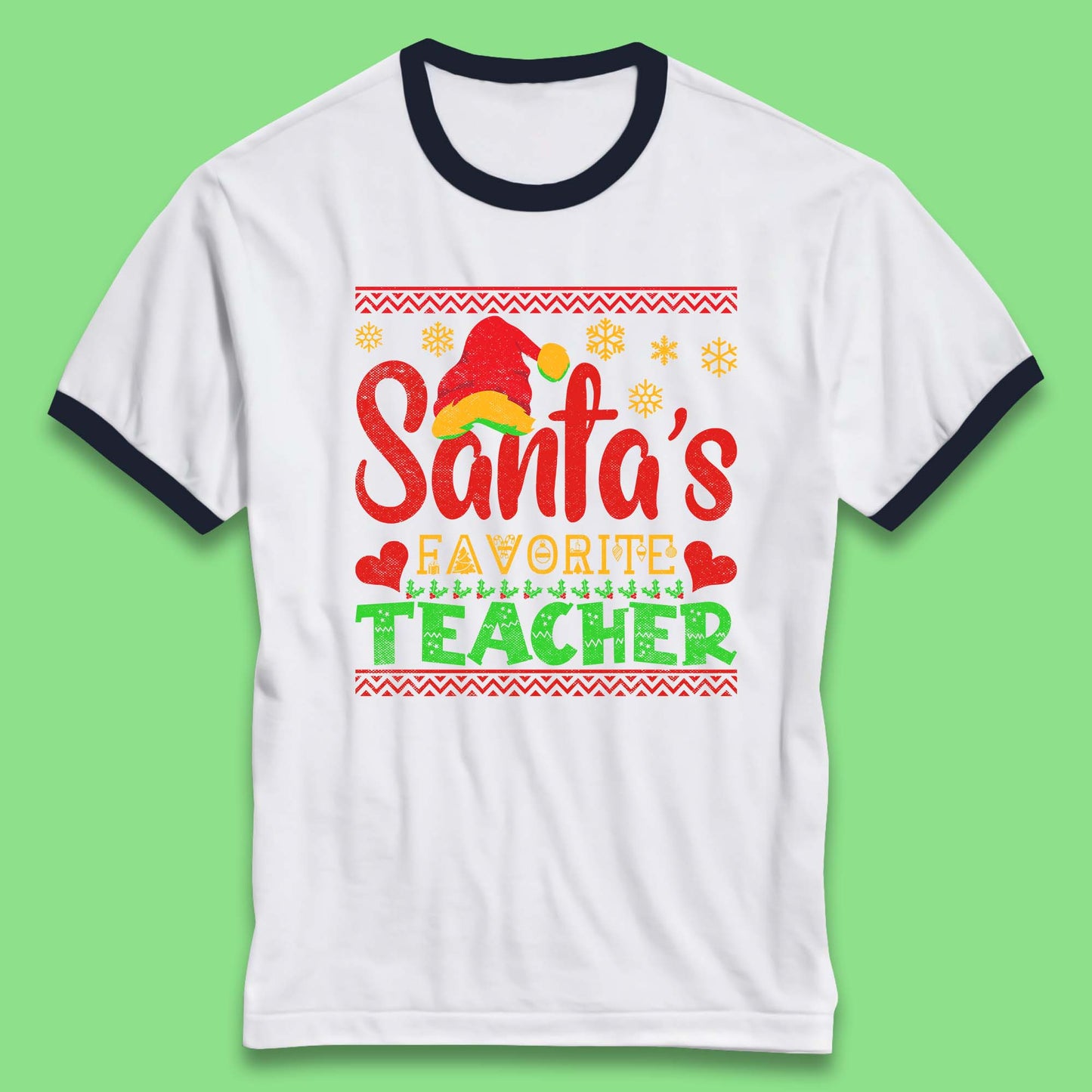 christmas santas favorite teacher ringer t shirt