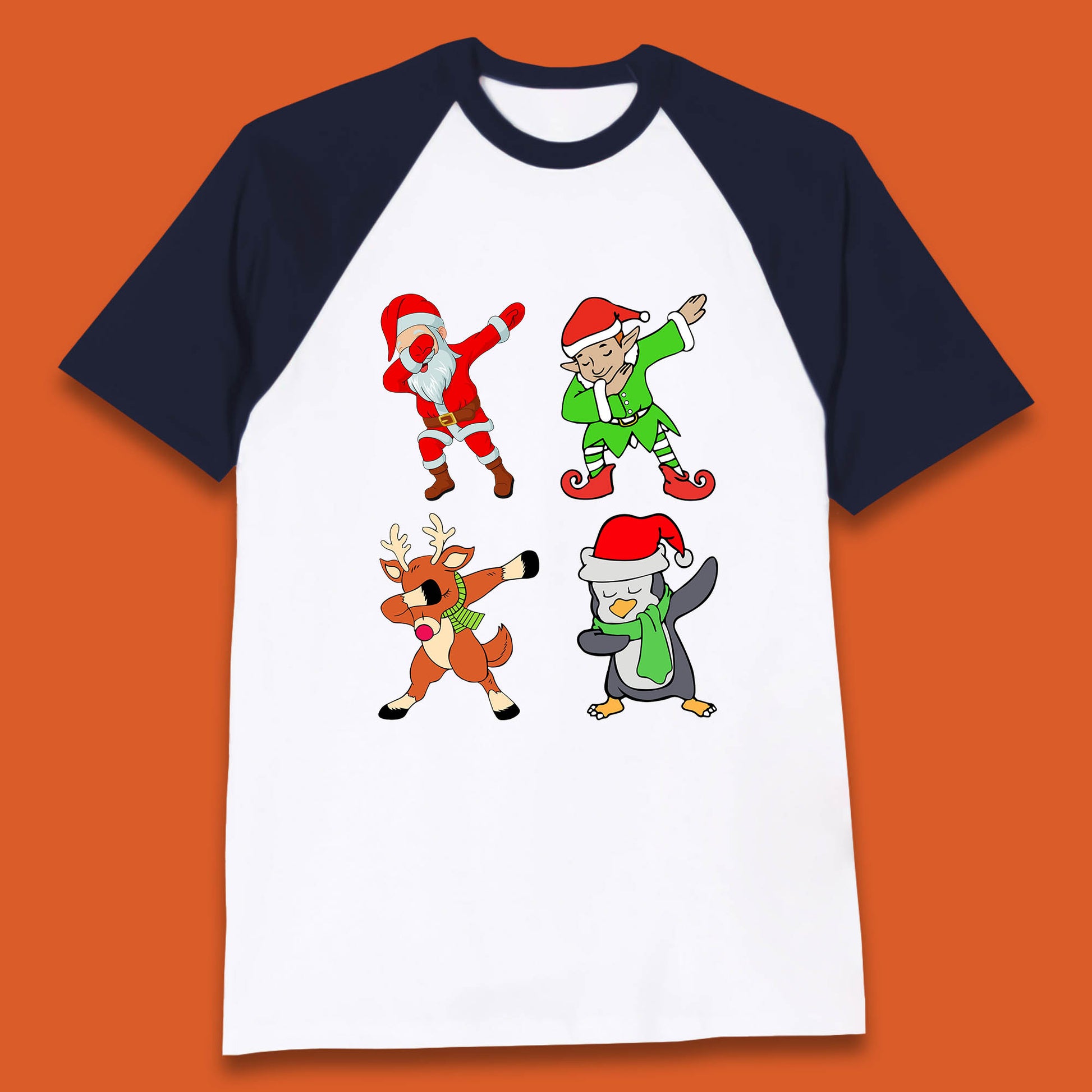 santa claus & friends dabbing baseball t-shirt