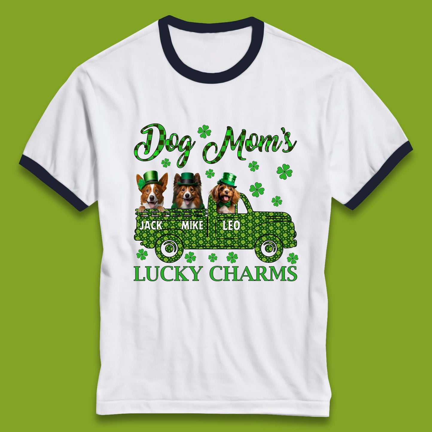 Personalised Dog Mom's Lucky Charms Ringer T-Shirt