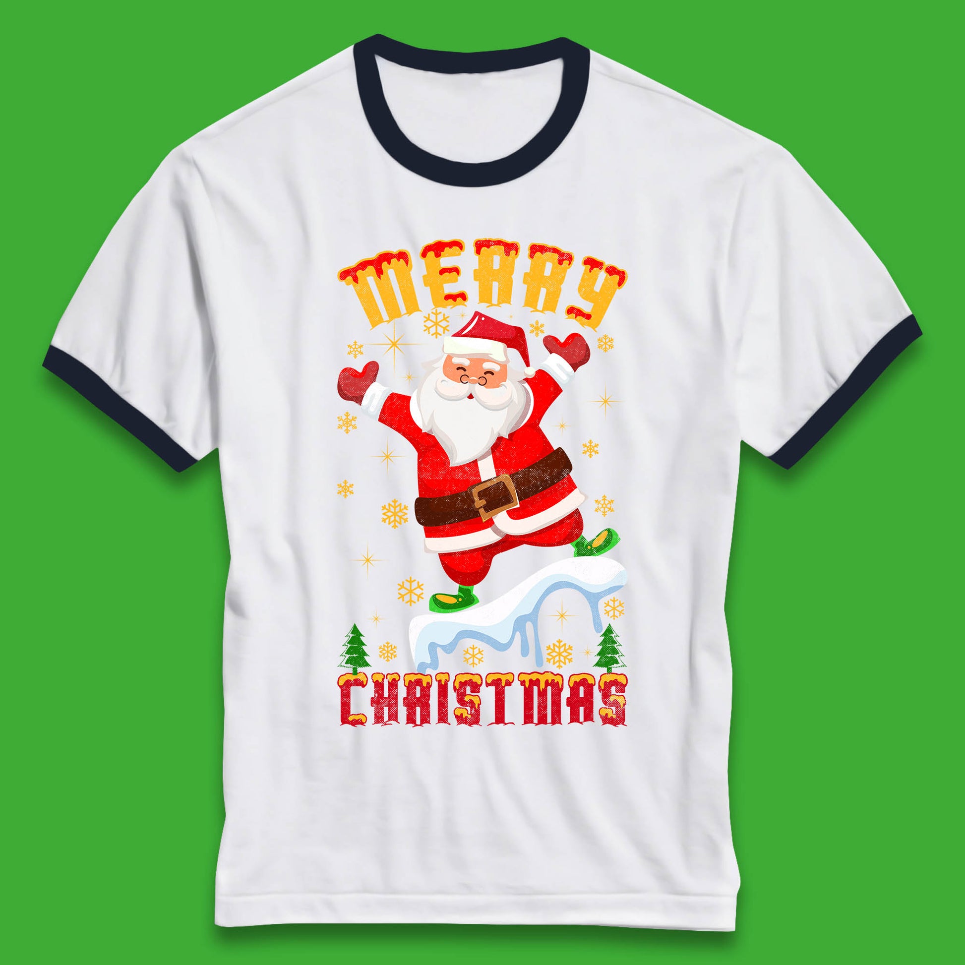 merry christmas santa claus ringer t shirt