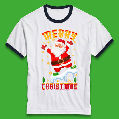 merry christmas santa claus ringer t shirt