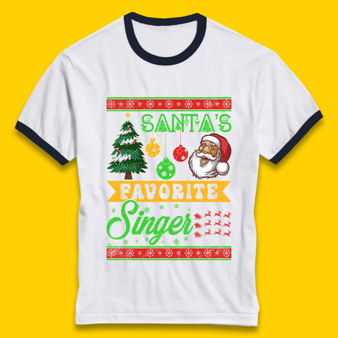 Santa's Favorite Singer Christmas Ringer T-Shirt