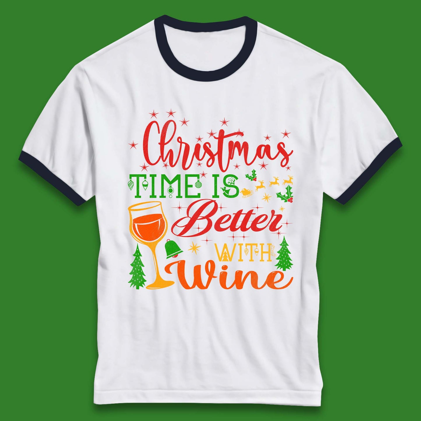 Christmas Wine Ringer T-Shirt