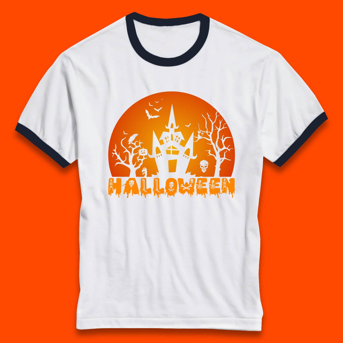 Halloween Horror Scary Hunted House Scary Spooky Night Festive Gift Ringer T Shirt