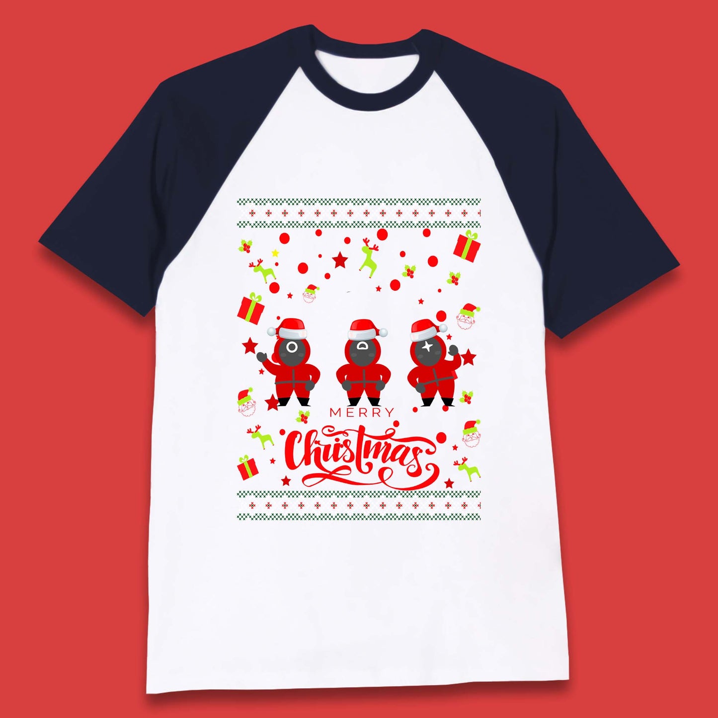 Squid Game Guards Christmas Baseball T-Shirt