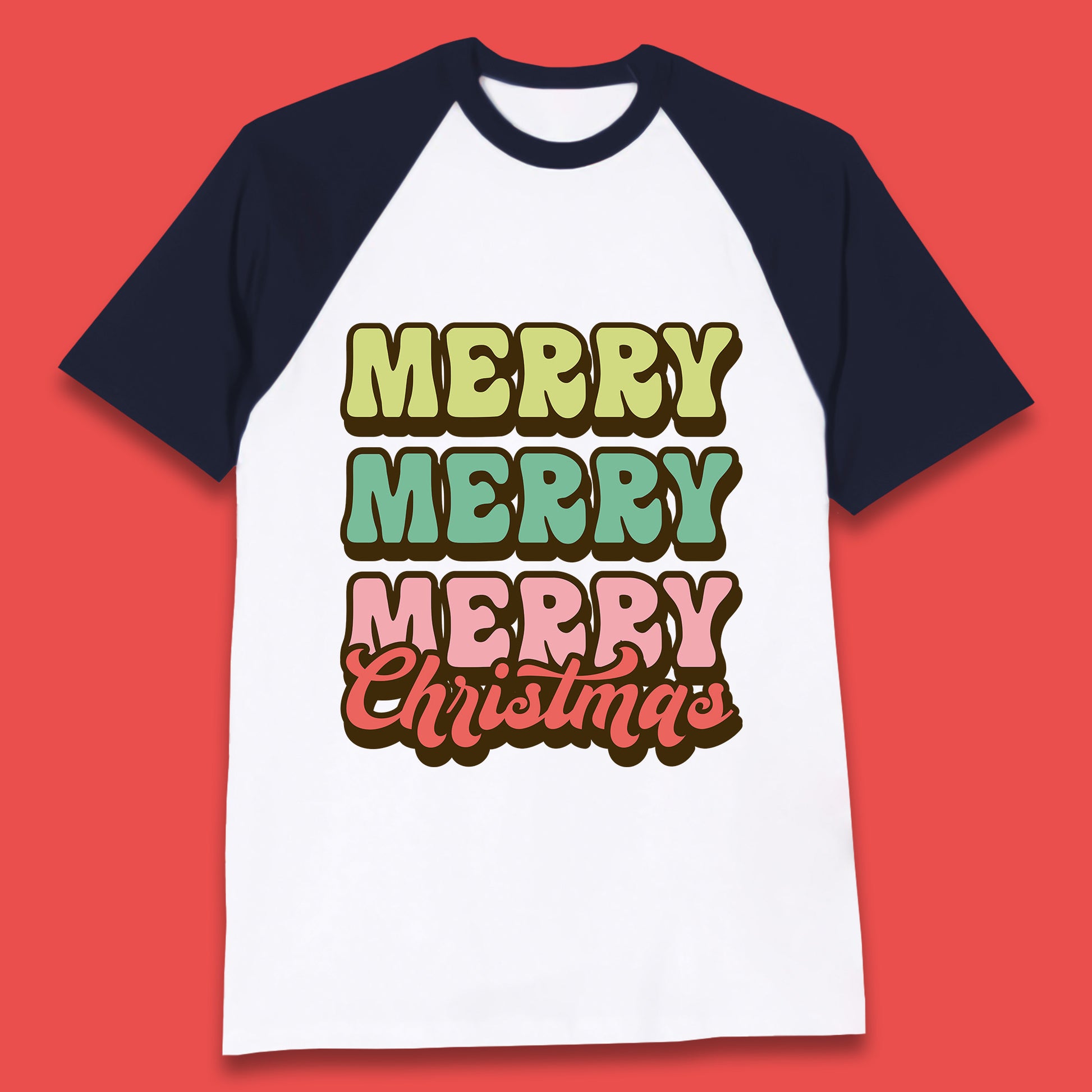merry merry merry christmas baseball t shirt