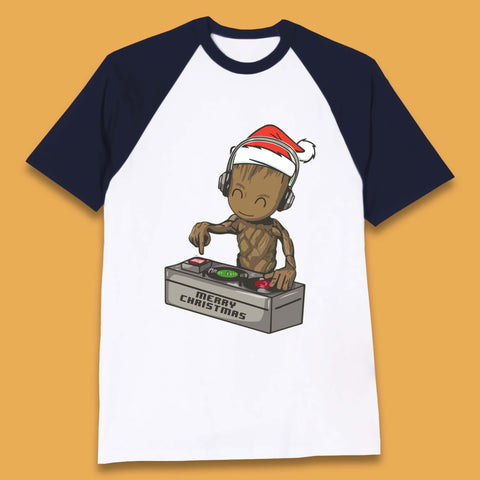 Baby Groot DJ Christmas Baseball T-Shirt