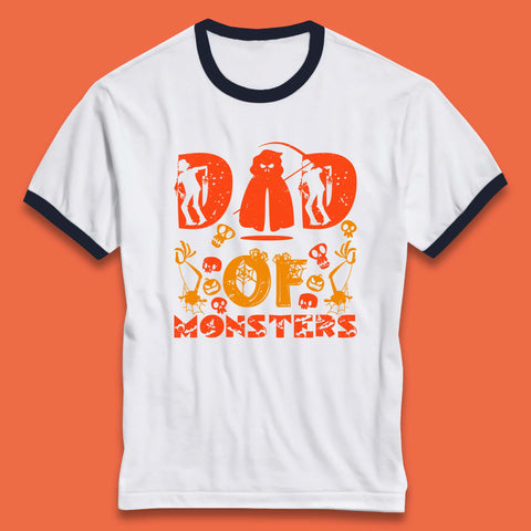 Dad Of Monsters Halloween Spooky Dad Dadster Halloween Costume Ringer T Shirt