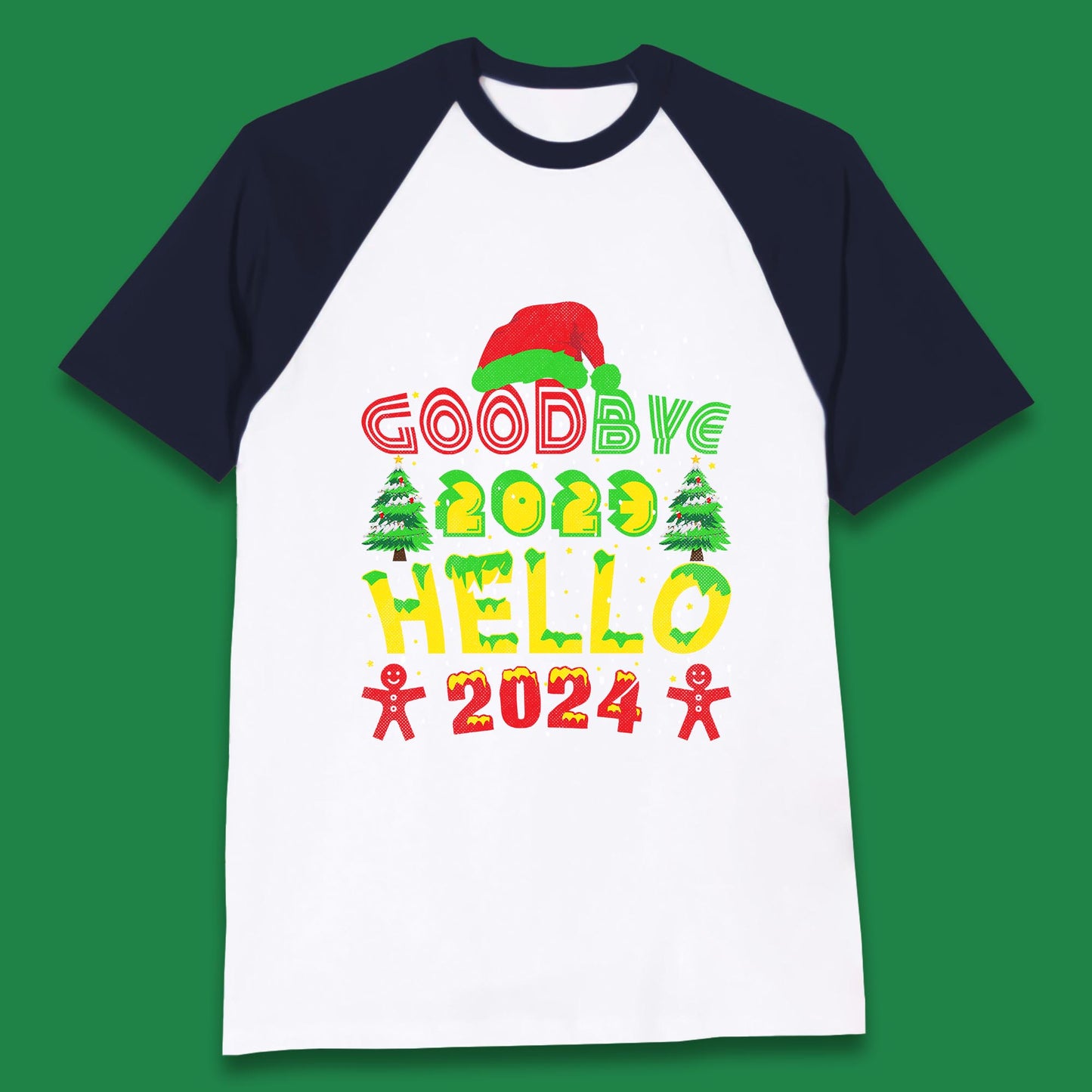 Good Bye 2023 Hello 2024 Merry Christmas Funny Happy New Year Xmas Baseball T Shirt