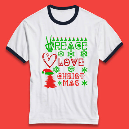 peace love christmas ringer tee