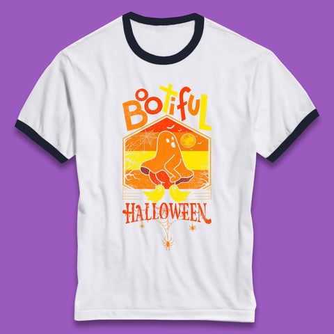 Bootiful Halloween Funny Ghost Big Butt Thick Halloween Ghost Booty Funny Humor Offensive Ringer T Shirt