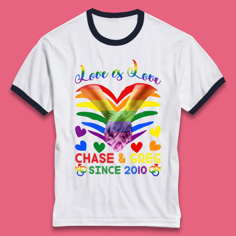 Personalised Lgbt Love Is Love Ringer T-Shirt