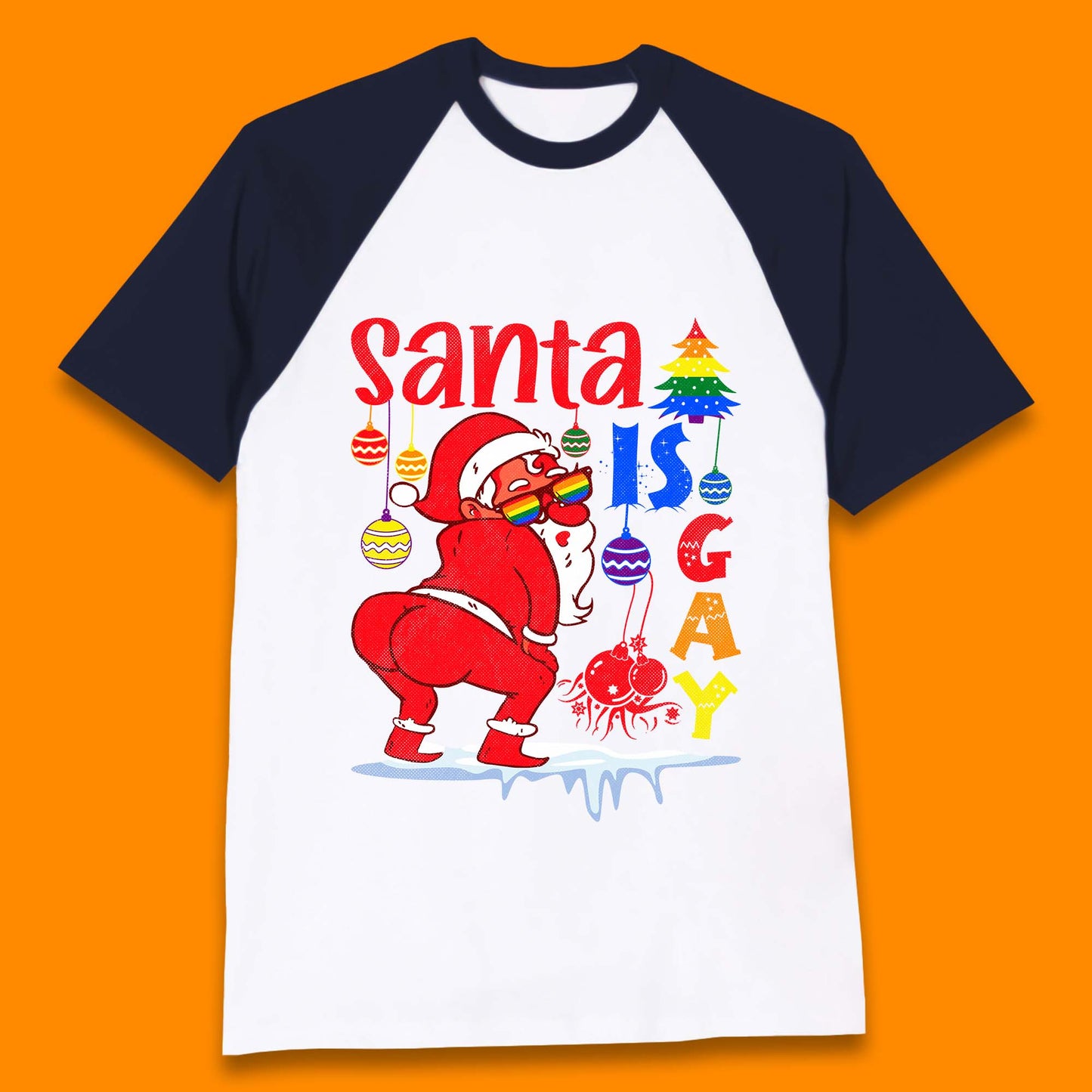 gay pride christmas baseball t shirt