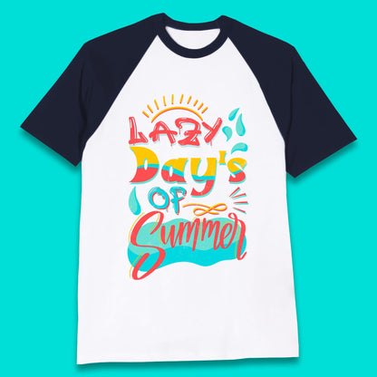 Lazy Days Of Summer Vintage Retro Sunset Surfer Beach Holiday Trip Baseball T Shirt