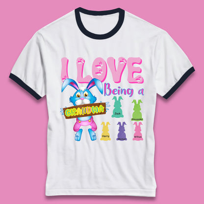 Personalised I Love Being A Grandma Ringer T-Shirt