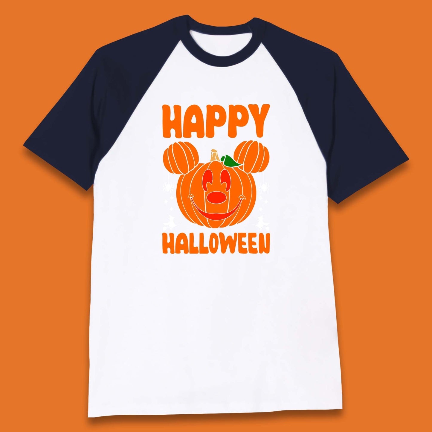 Happy Halloween Disney Mickey Mouse Jack-o-lantern Pumpkin Face Horror Scary Disney Trip Baseball T Shirt