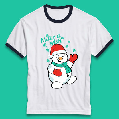 Make A Wish Snowman Christmas Ringer T-Shirt