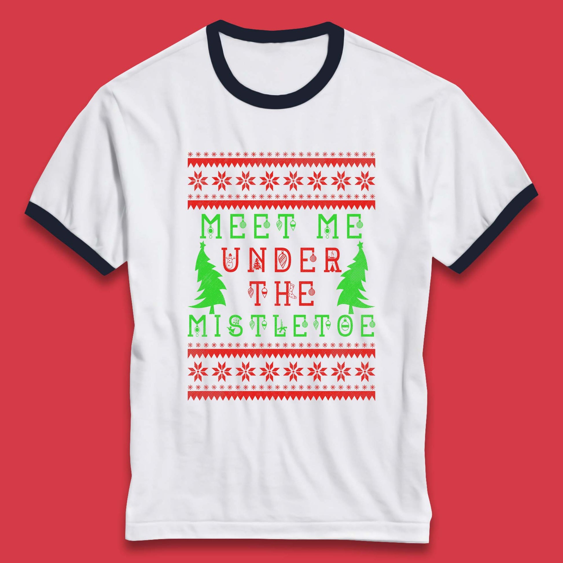 mistletoe christmas ringer t shirt