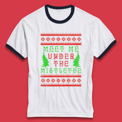 mistletoe christmas ringer t shirt