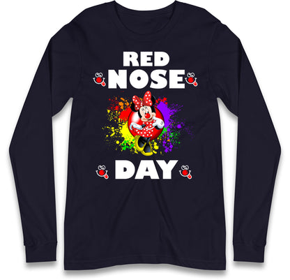 Red Nose Day Minnie Mouse Long Sleeve T Shirt
