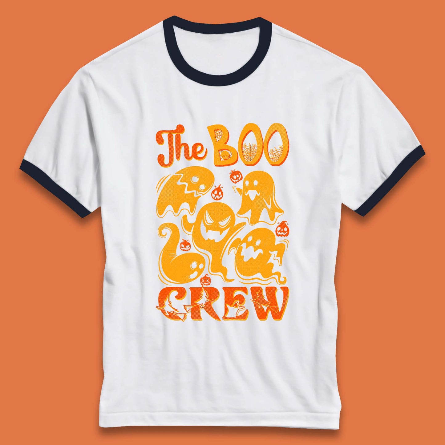 The Boo Crew Halloween Horror Scary Boo Ghost Squad Spooky Vibes Ringer T Shirt