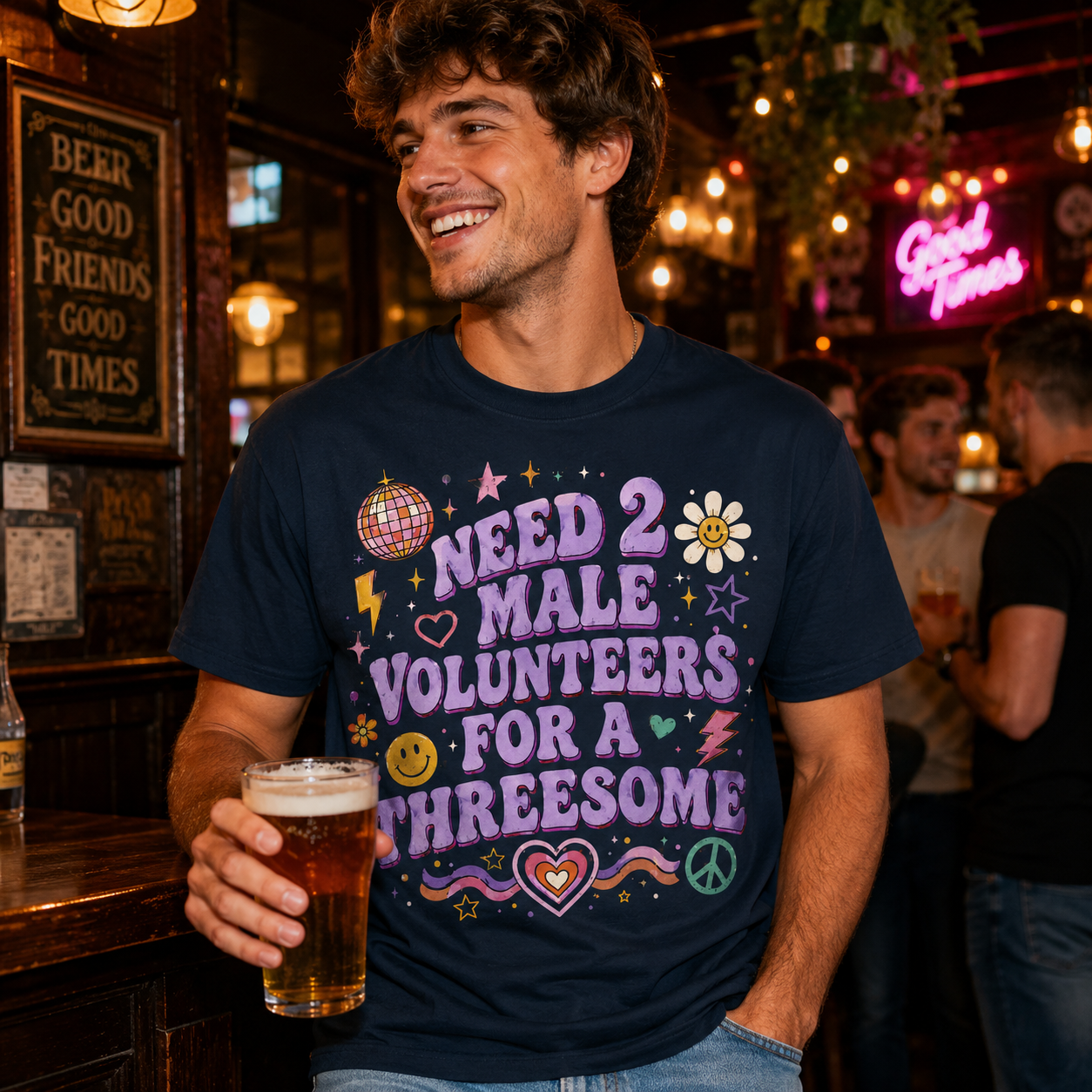 Need 2 Male Volunteers or a Threesome Shirt Single Woman Dirty Humour T Shirt Inappropriate Raunch Shirt Funny Womens Gift