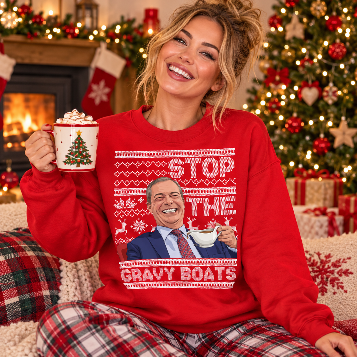 Nigel Farage Stop The Gravy Boats Christmas Jumper