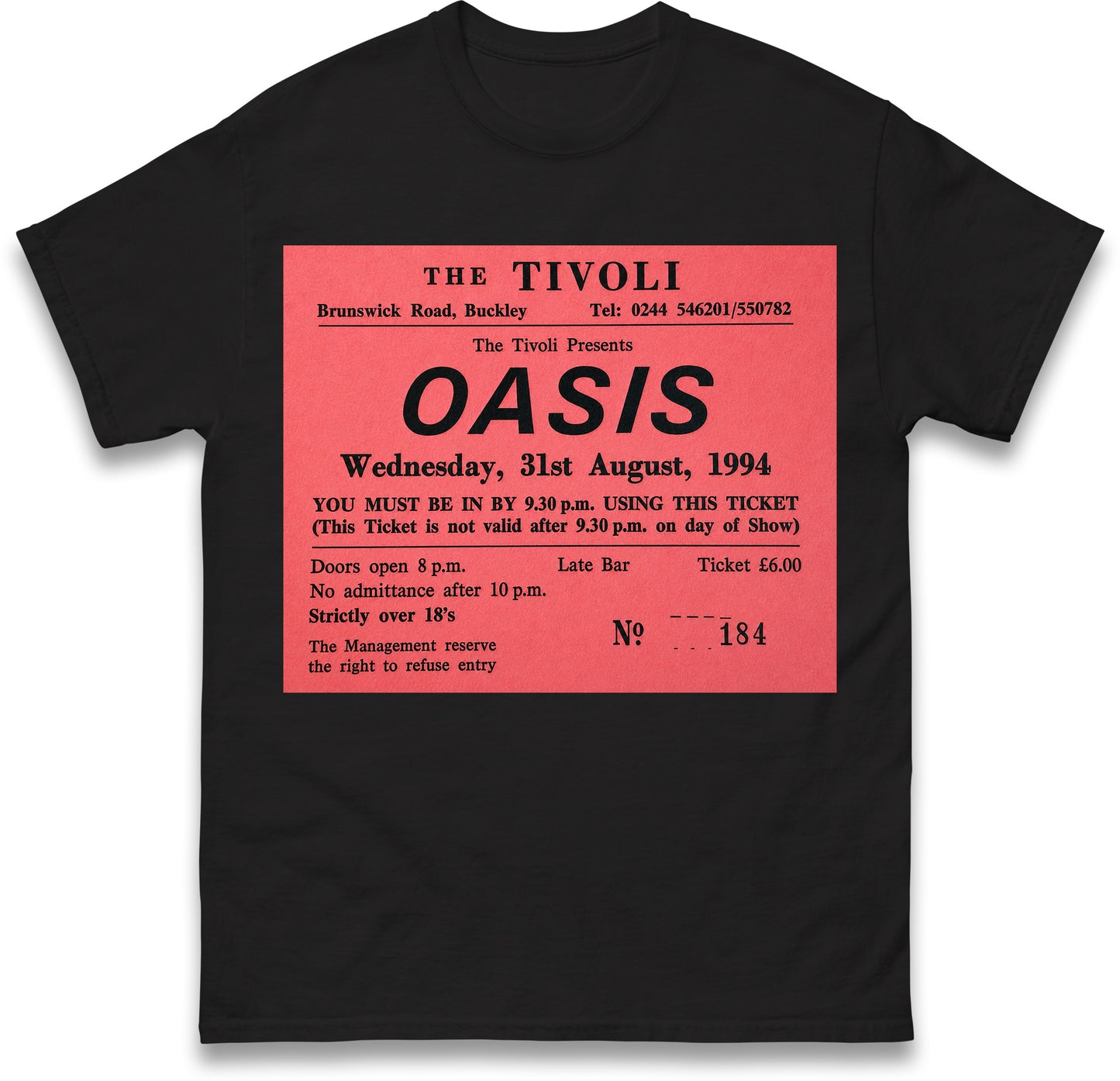 Oasis Tivoli Ticket T Shirt