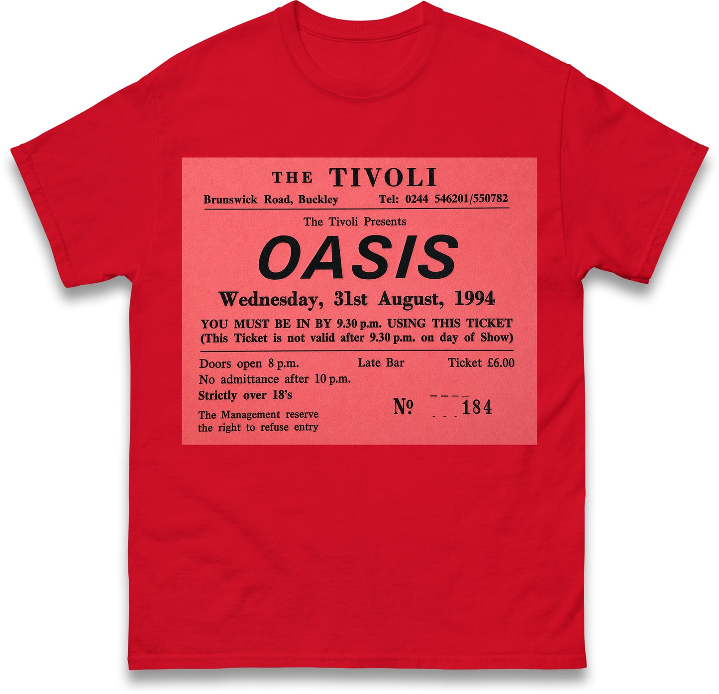 Oasis Tivoli Ticket T Shirt