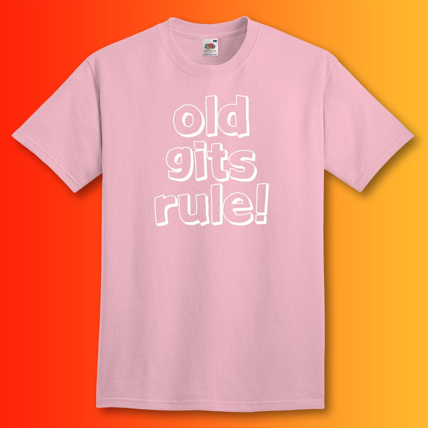 Old Gits Rule Unisex T-Shirt with Bold Design Light Pink