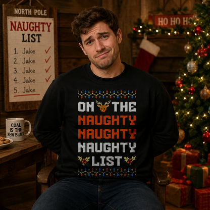 On The Naughty Naughty Naughty List Christmas Jumper