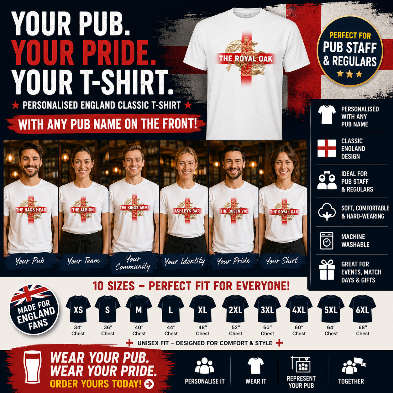 Personalised Pub England Shirt