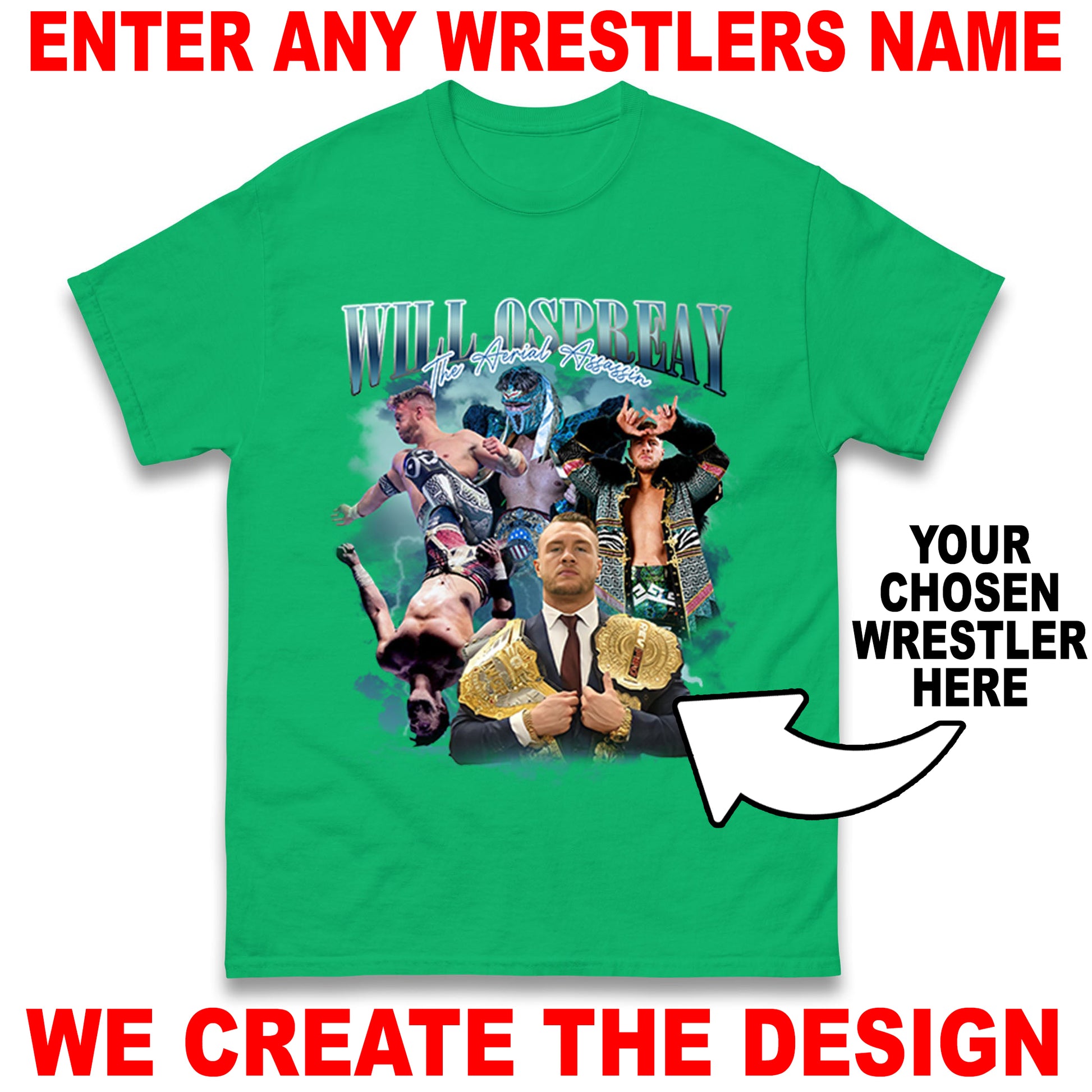 Custom Wrestling Bootleg Unisex T-Shirt Based on Any Wrestler You Name