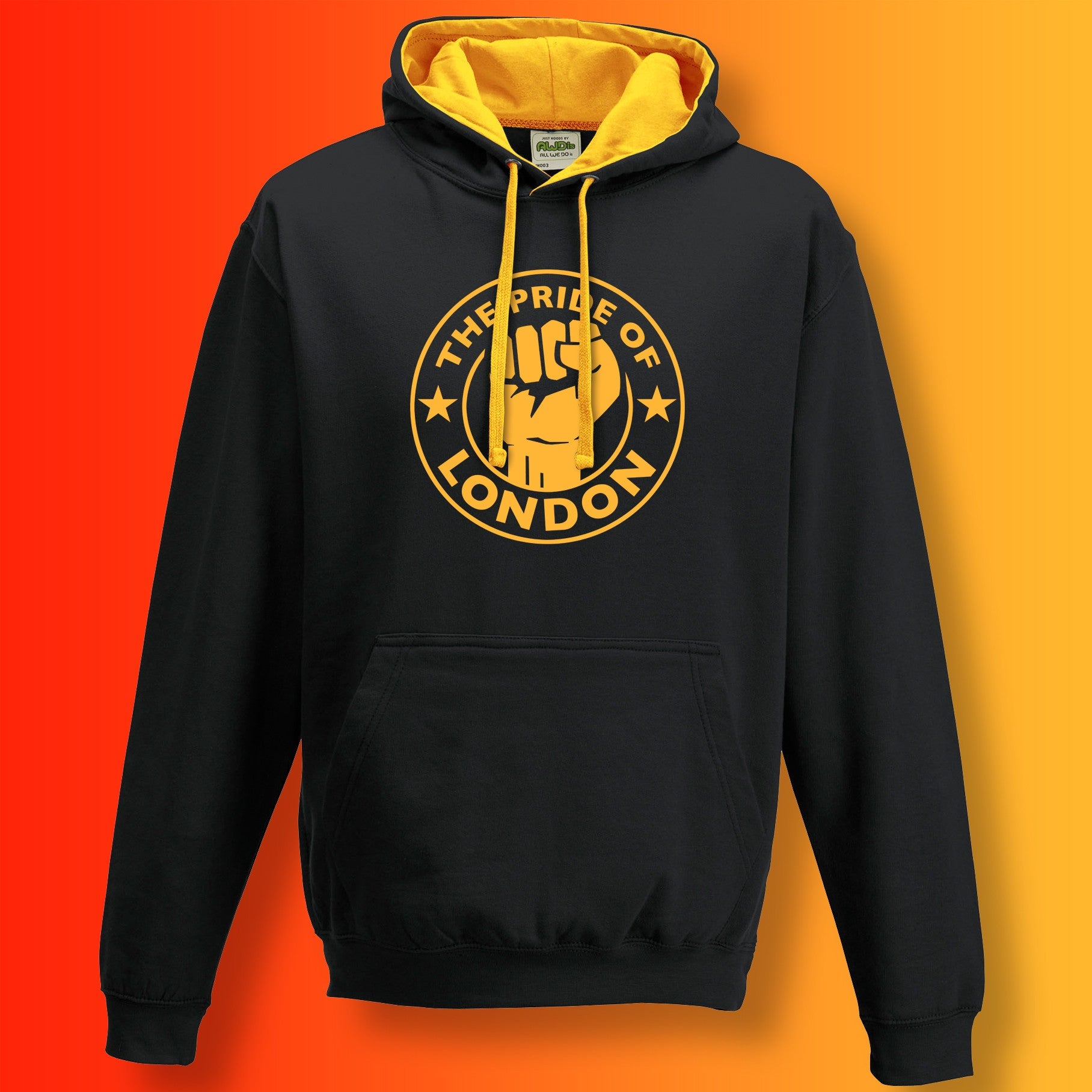 The Pride of London Contrast Hoodie Black Gold