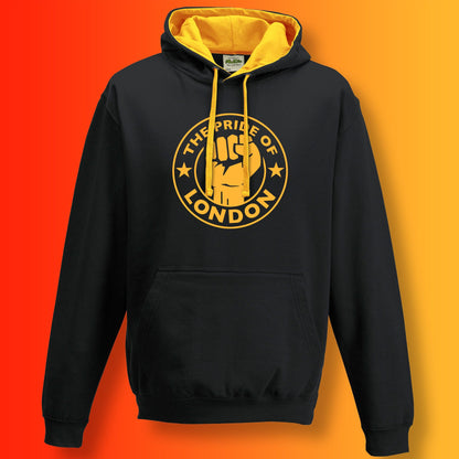 The Pride of London Contrast Hoodie Black Gold