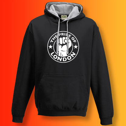 The Pride of London Contrast Hoodie Black Grey