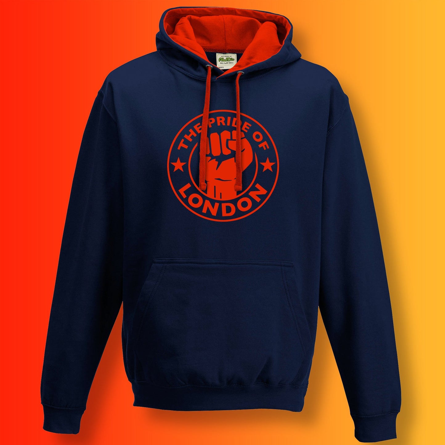 The Pride of London Contrast Hoodie Navy Flame Red