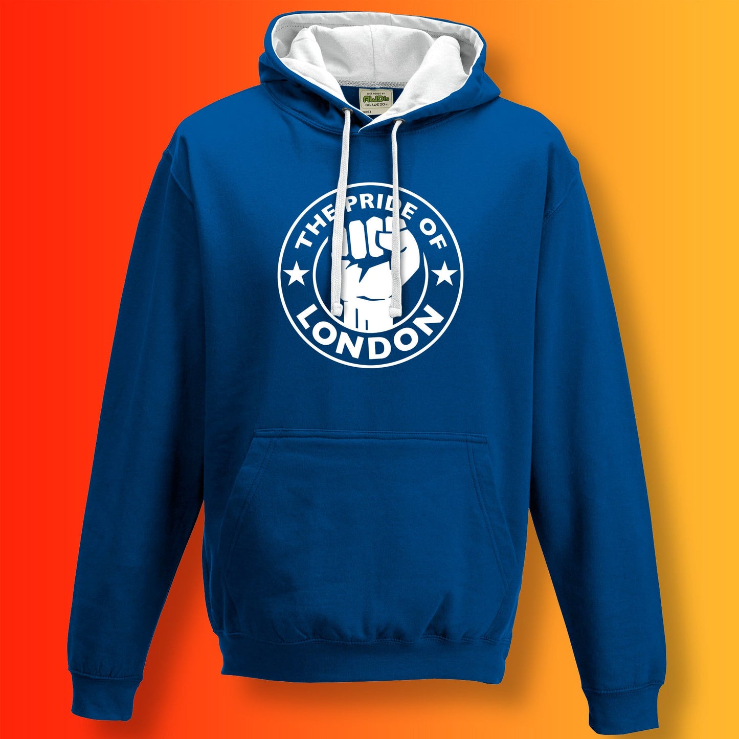 The Pride of London Contrast Hoodie Royal Blue White