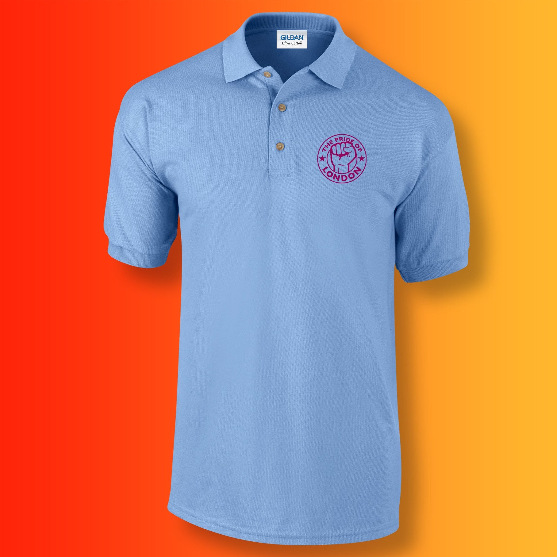 The Pride of London Polo Shirt Carolina Blue Burgundy