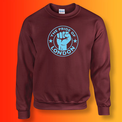 The Pride of London Sweater Maroon Sky Blue