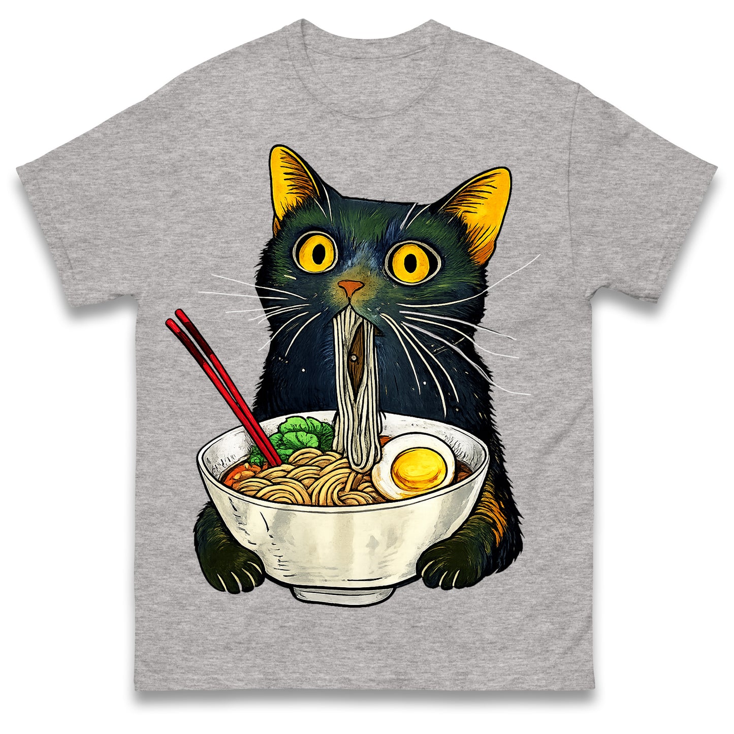 Ramen Noodle Black Cat Foodie Lover Best Seller Gift Meme Tee T Shirt