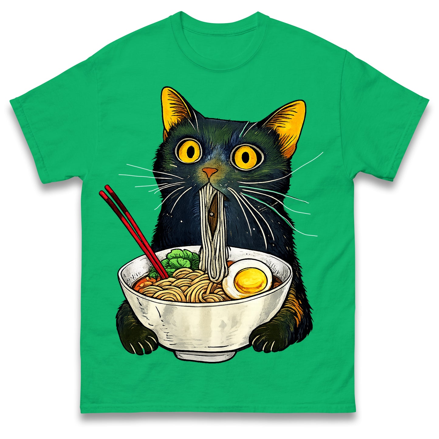 Ramen Noodle Black Cat Foodie Lover Best Seller Gift Meme Tee T Shirt