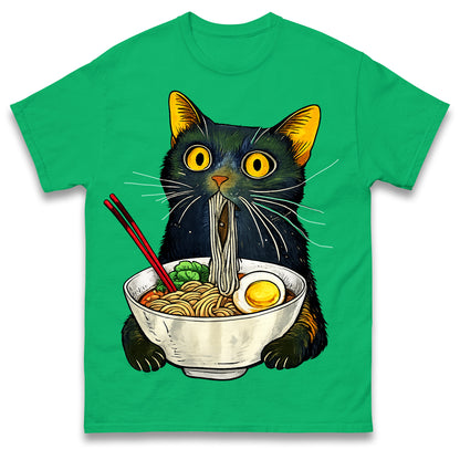 Ramen Noodle Black Cat Foodie Lover Best Seller Gift Meme Tee T Shirt