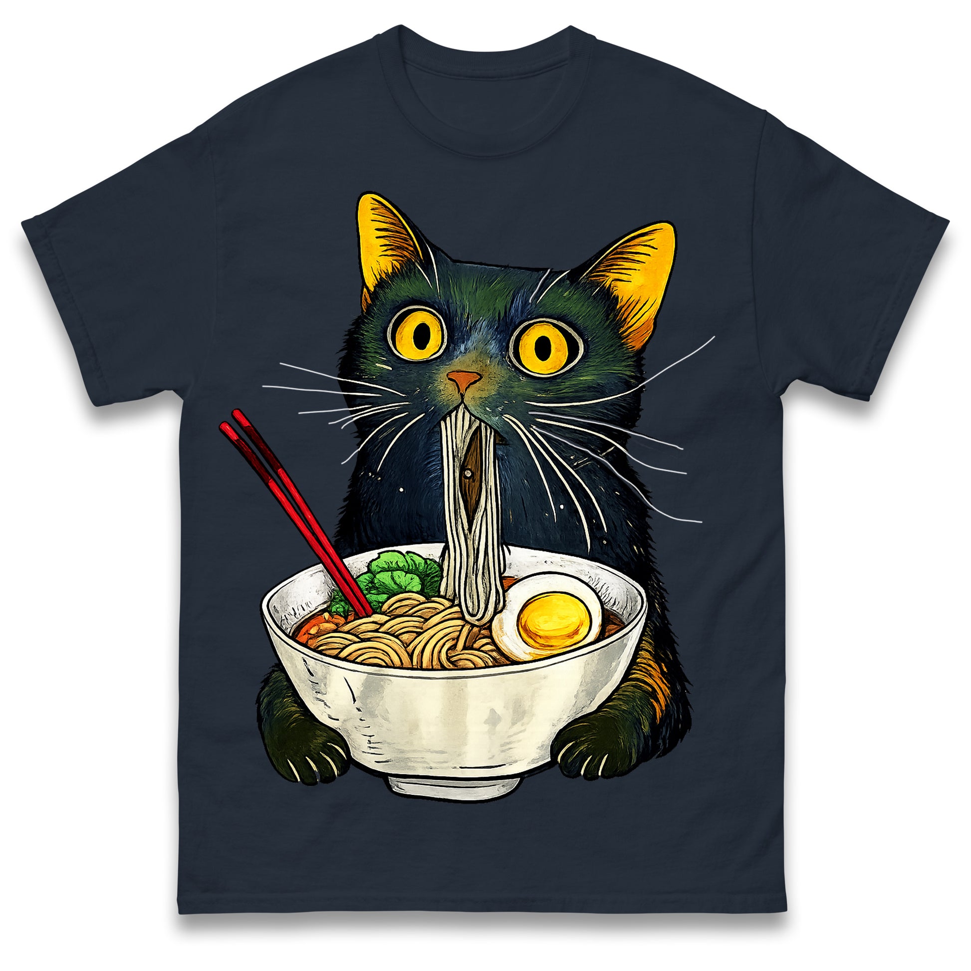 Ramen Noodle Black Cat Foodie Lover Best Seller Gift Meme Tee T Shirt