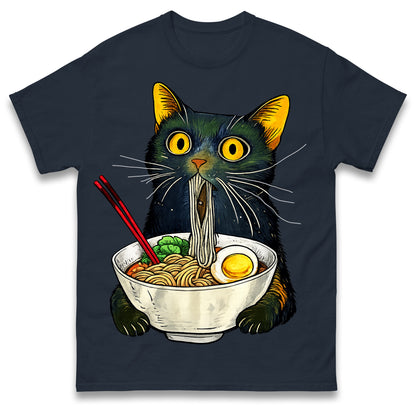 Ramen Noodle Black Cat Foodie Lover Best Seller Gift Meme Tee T Shirt