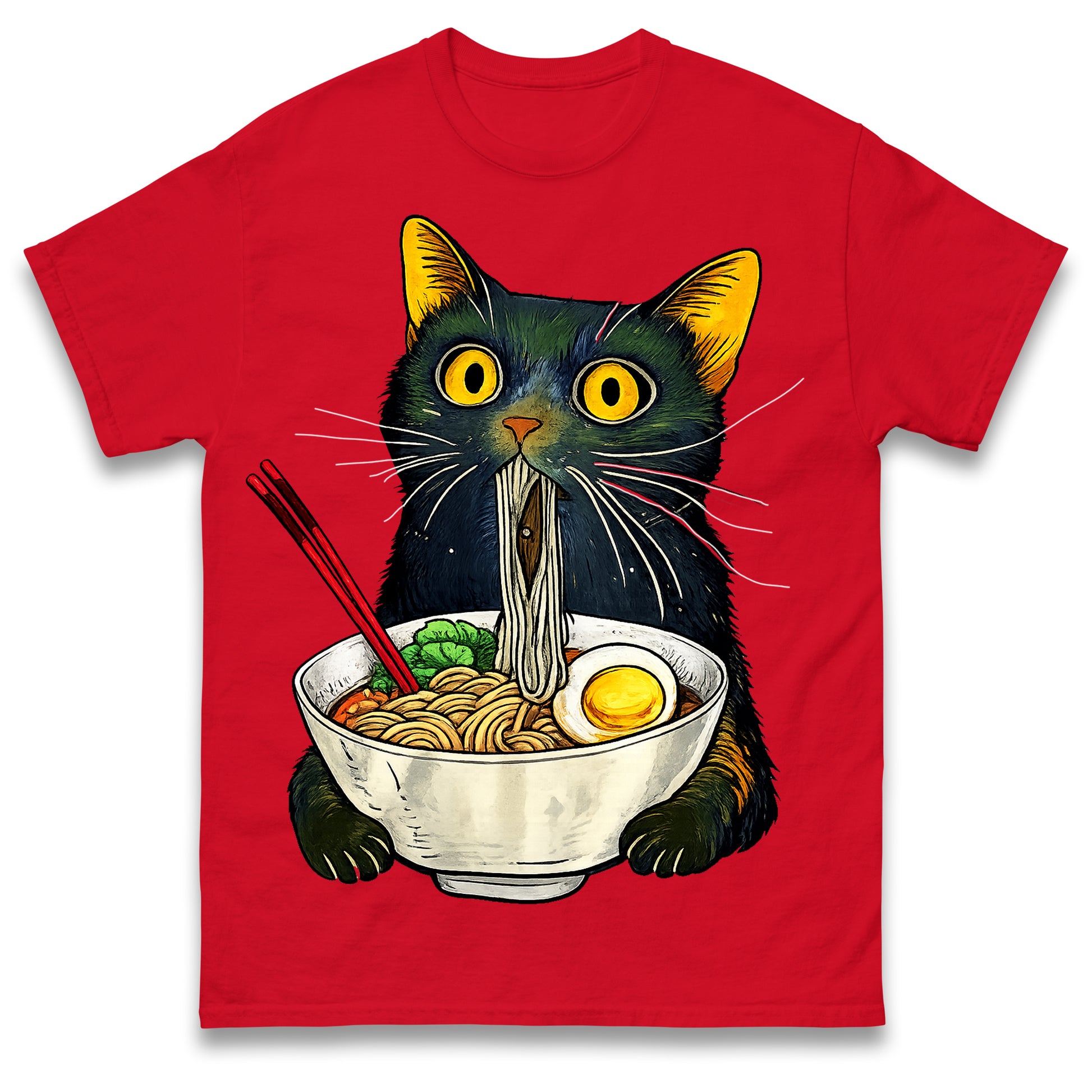 Ramen Noodle Black Cat Foodie Lover Best Seller Gift Meme Tee T Shirt