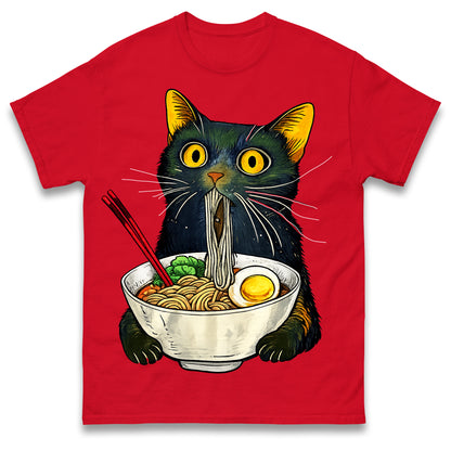 Ramen Noodle Black Cat Foodie Lover Best Seller Gift Meme Tee T Shirt