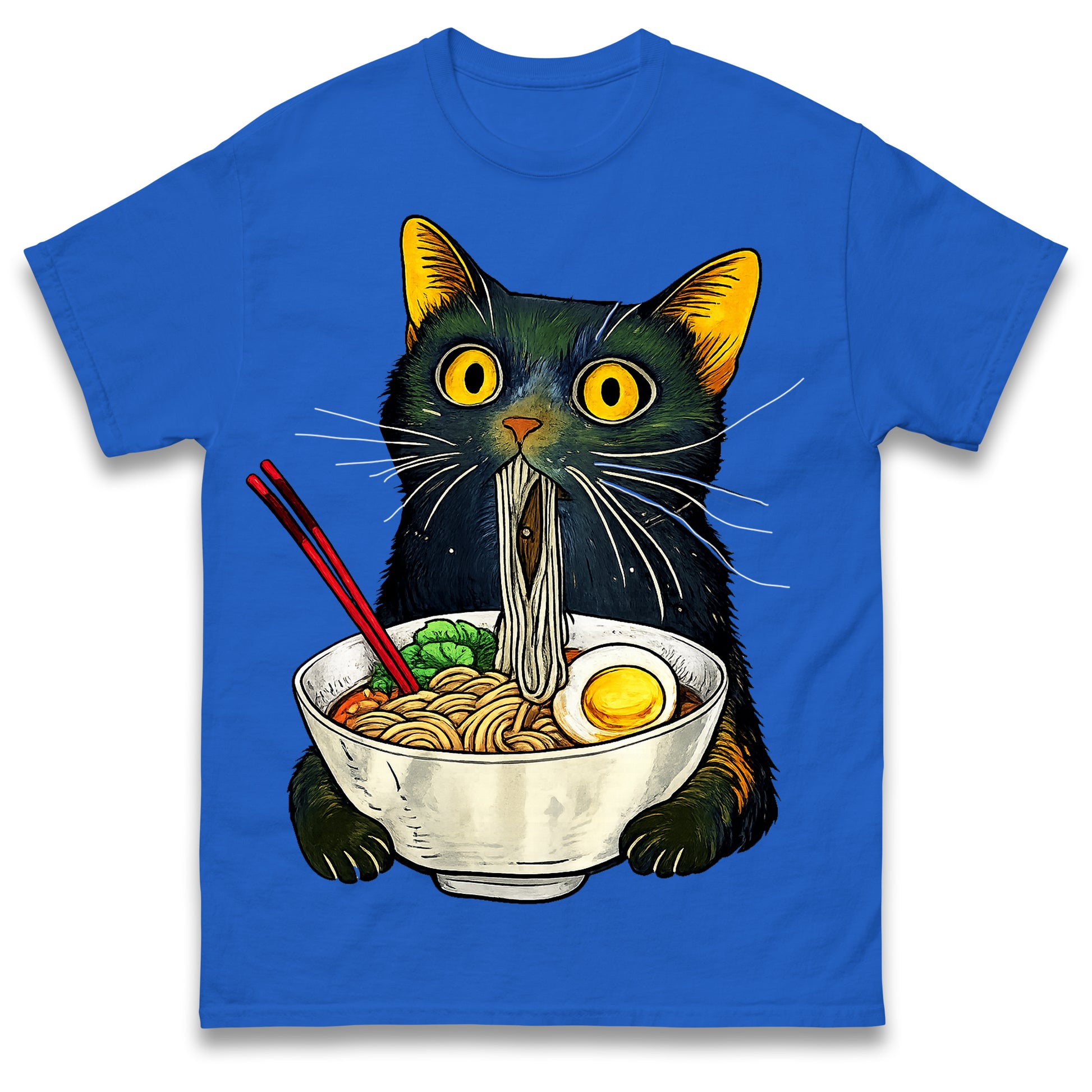 Ramen Noodle Black Cat Foodie Lover Best Seller Gift Meme Tee T Shirt