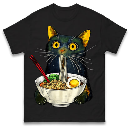 Ramen Noodle Black Cat Foodie Lover Best Seller Gift Meme Tee T Shirt